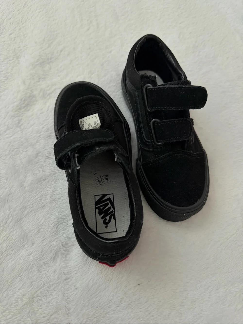 Kids Black Velcro Vans Skate Sneakers NWOT